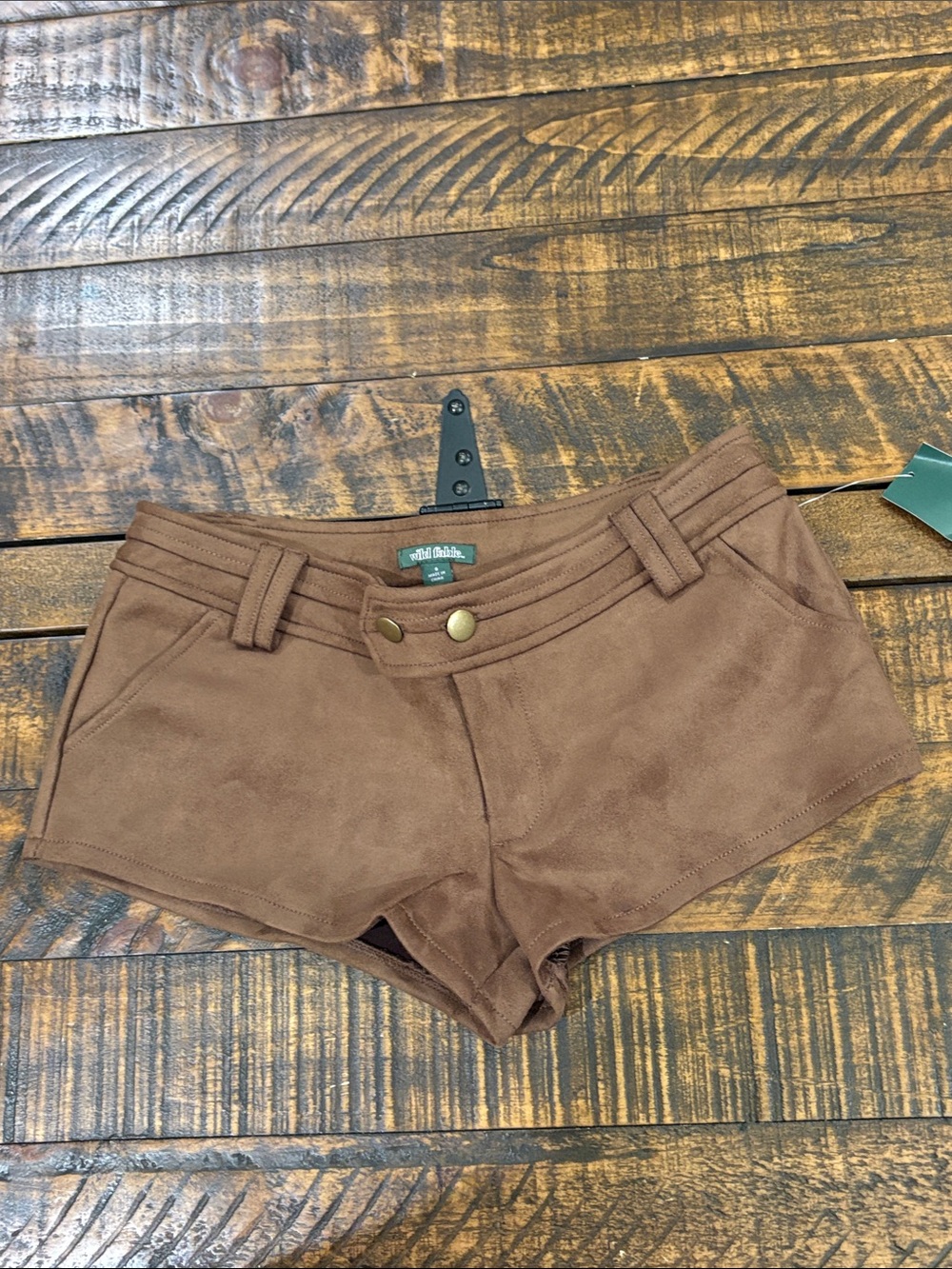 Brown Suede-Look micro shorts by Wild fable